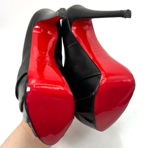 Christian Louboutin Drapesse 160 Black Leather Heels 40.5 - Picture 10 of 11